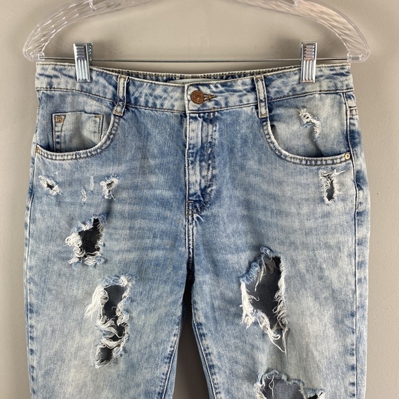 Zara Straight Leg Destroyed Jeans Size 6 - Picture 3 of 15